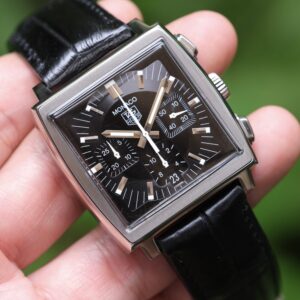 TAG Heuer Monaco Calibre 17 Chronograph 38mm Black Steve McQueen Icon ปี 2010 — Ref CW2111.FC6177