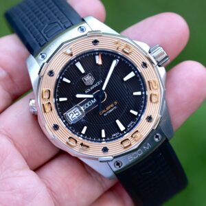2012 TAG HEUER Aquaracer Auto Calibre 5 43mm Solid 18K Rose Gold Bezel WAJ2150 [Full Set] HERO
