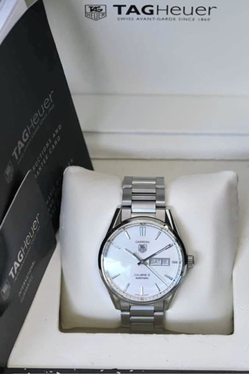 TAG Heuer Carrera Calibre 5 Day-Date 41mm หน้า Silver classic ปี 2017 — Ref WAR201B.BA0723 - Image 5