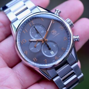 TAG Heuer Carrera Calibre 1887 Chronograph 43mm หน้า Grey + Rose Gold accents ปี 2017 — Ref CAR2013.BA0799