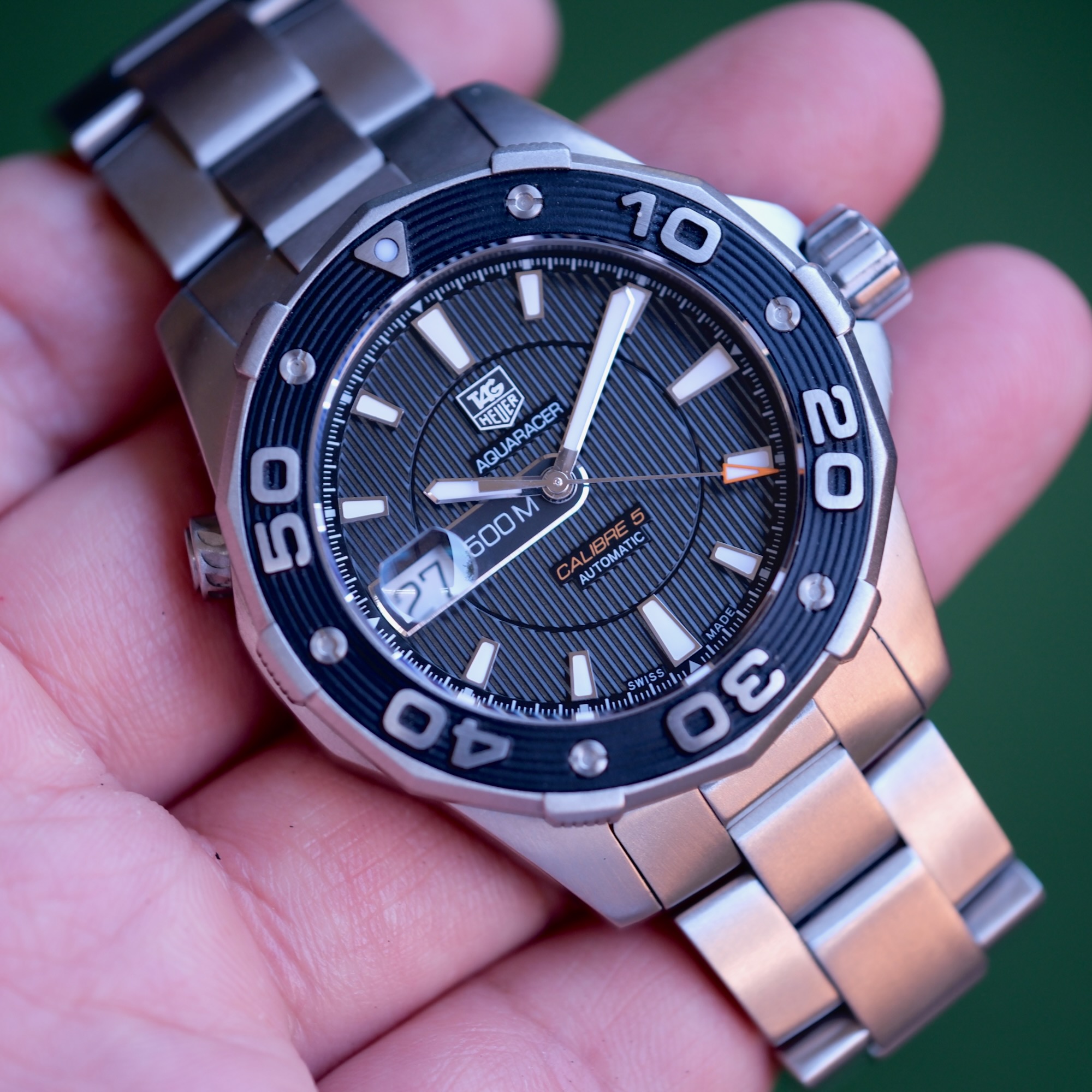 TAG Heuer Aquaracer 500M Calibre 5 43mm หน้าดำ ปี 2012 — Ref WAJ2110.BA0870