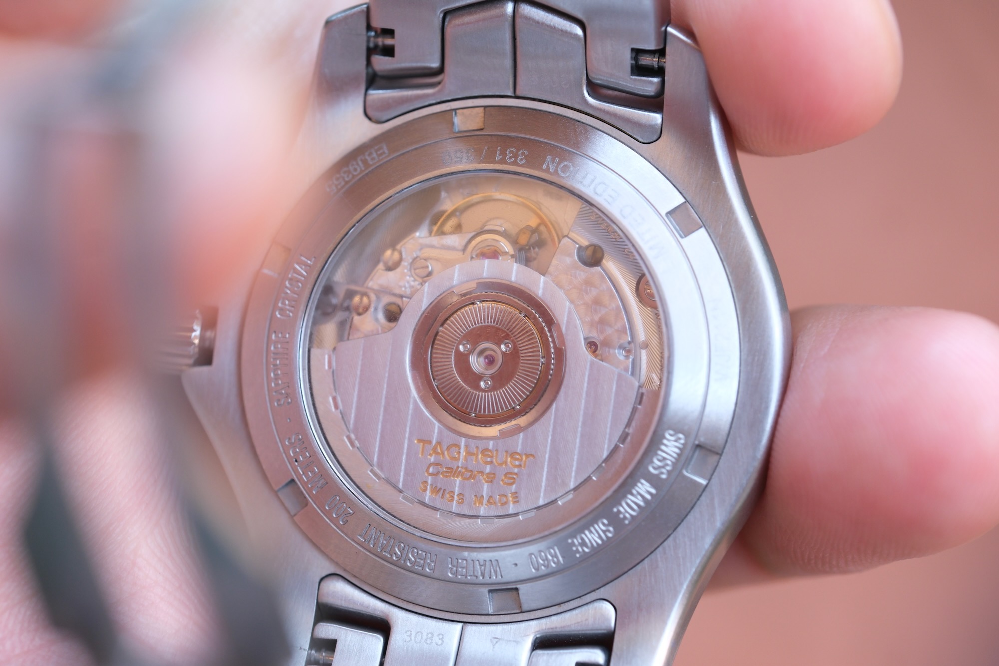 TAG Heuer Link Calibre 6 Roman Numeral Time-Only Limited Edition 39mm หน้าดำ ปี 2011 — Ref WJF211N.BA0570 #331/350 - Image 3