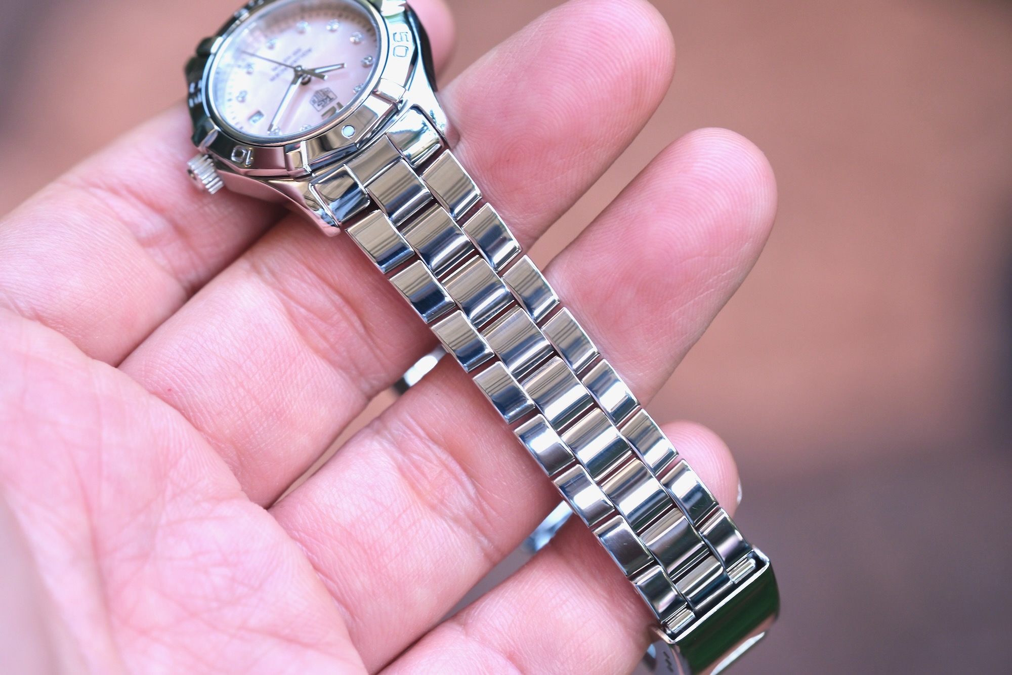 2011 TAG HEUER Aquaracer Lady Quartz 27mm Diamond Dial Pink Mother of Pearl WAF141A - Image 4