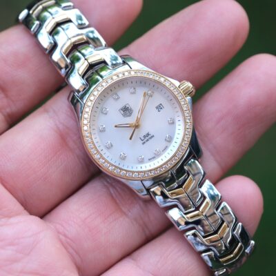 2012 TAG HEUER Link Lady Quartz 27mm Diamond + 18K Gold Bezel 2-Tone WJF1354