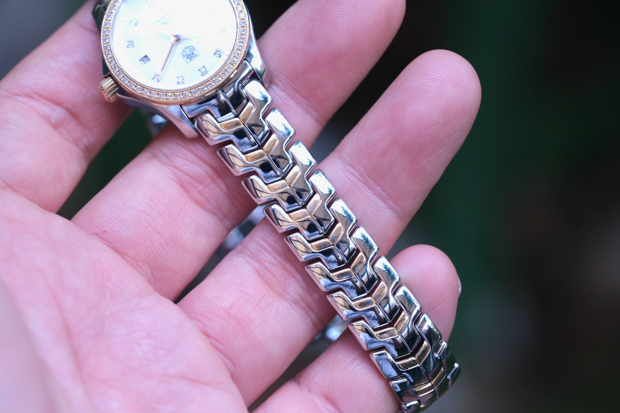 2012 TAG HEUER Link Lady Quartz 27mm Diamond + 18K Gold Bezel 2-Tone WJF1354 - Image 4