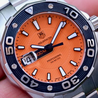 2013 TAG HEUER Aquaracer 500M Professional Quartz 43mm Orange Dial WAJ1113 [Full Set] หายาก