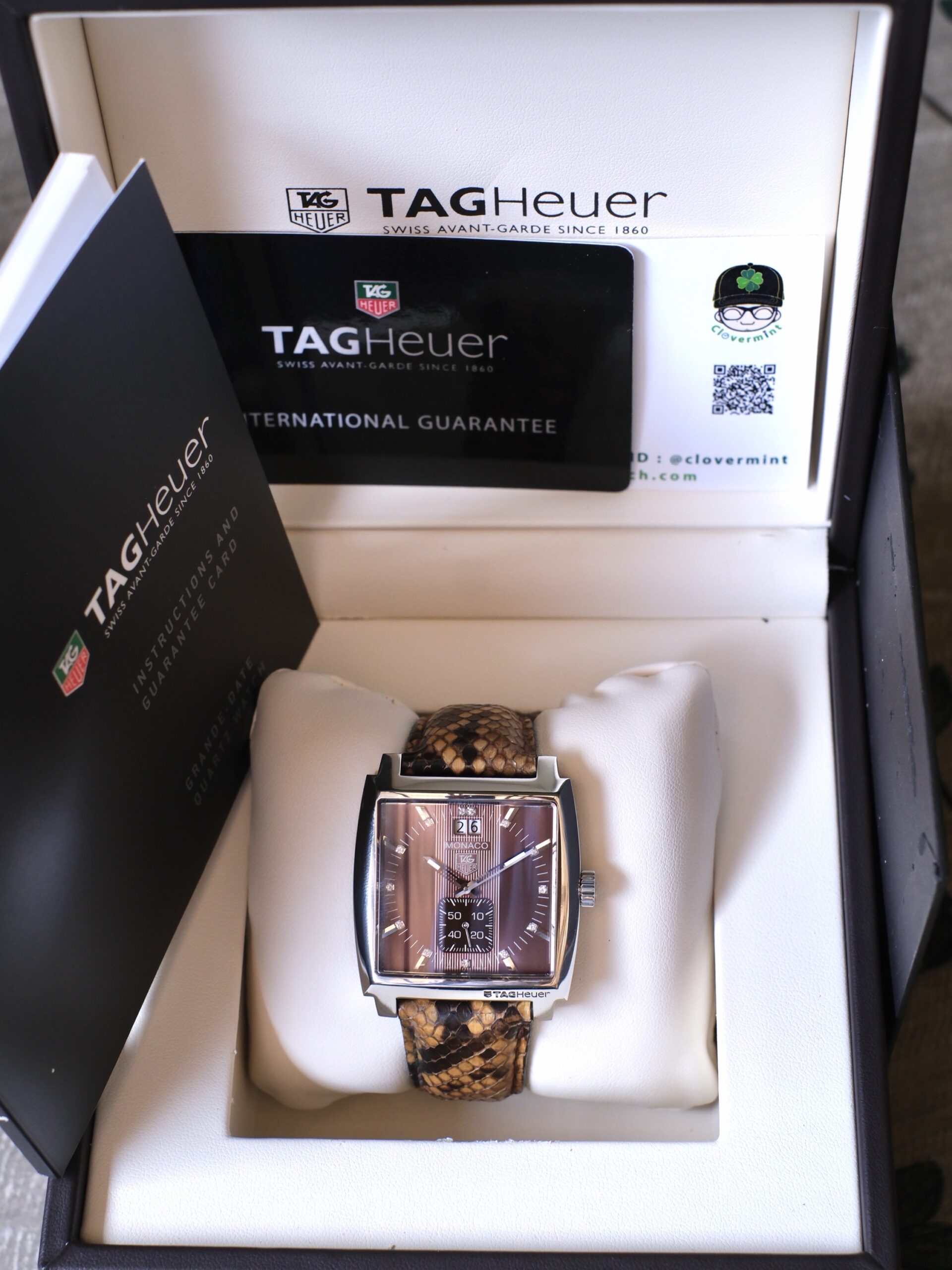 2013 TAG HEUER Monaco Quartz Diamond Unisex 38mm Purple Dial Stainless Steel Ref. WAW1315 Full Set RARE - Image 8