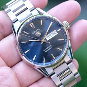 2017 TAG HEUER Carrera Calibre 5 Day-Date Automatic 41mm Blue Dial Stainless Steel Ref. WAR201E Full Set