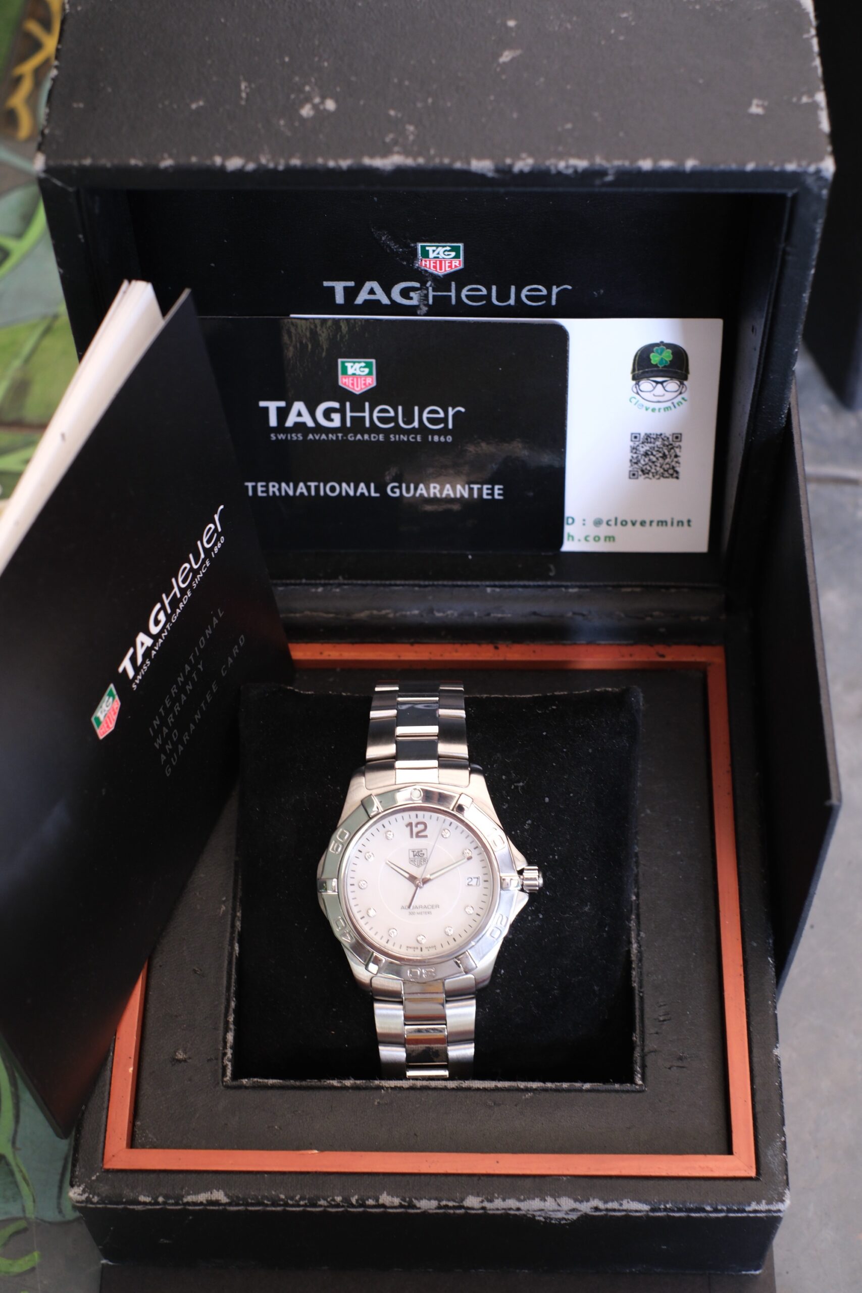 2010 TAG HEUER Aquaracer Quartz Diamond Unisex 39mm White Mother of Pearl Dial Stainless Steel Ref. WAF1115 Full Set RARE - Image 4