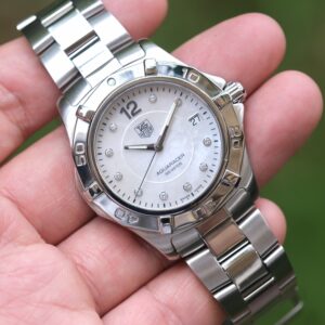 2010 TAG HEUER Aquaracer Quartz Diamond Unisex 39mm White Mother of Pearl Dial Stainless Steel Ref. WAF1115 Full Set RARE
