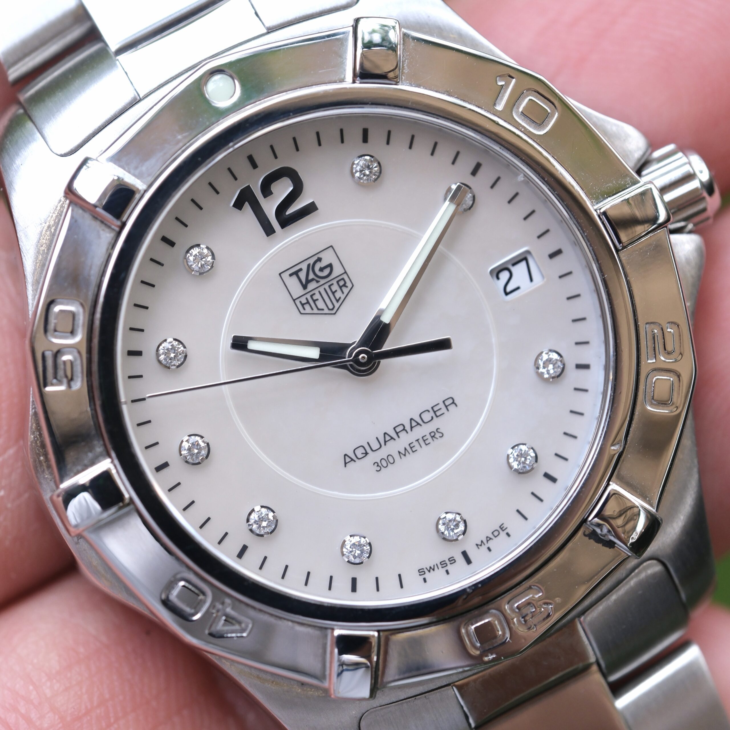 2010 TAG HEUER Aquaracer Quartz Diamond Unisex 39mm White Mother of Pearl Dial Stainless Steel Ref. WAF1115 Full Set RARE - Image 2
