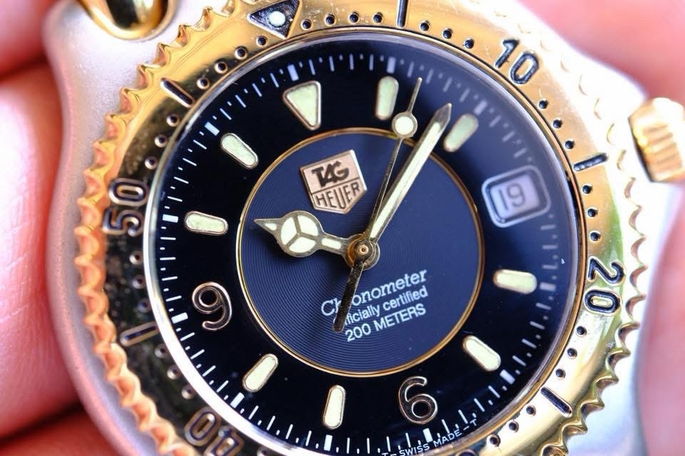 1998 TAG HEUER S/el Chronometer Automatic King Size 37mm Black Tri-Level Dial Gold Plated Bezel Ref. WG5122-PO RARE - Image 2