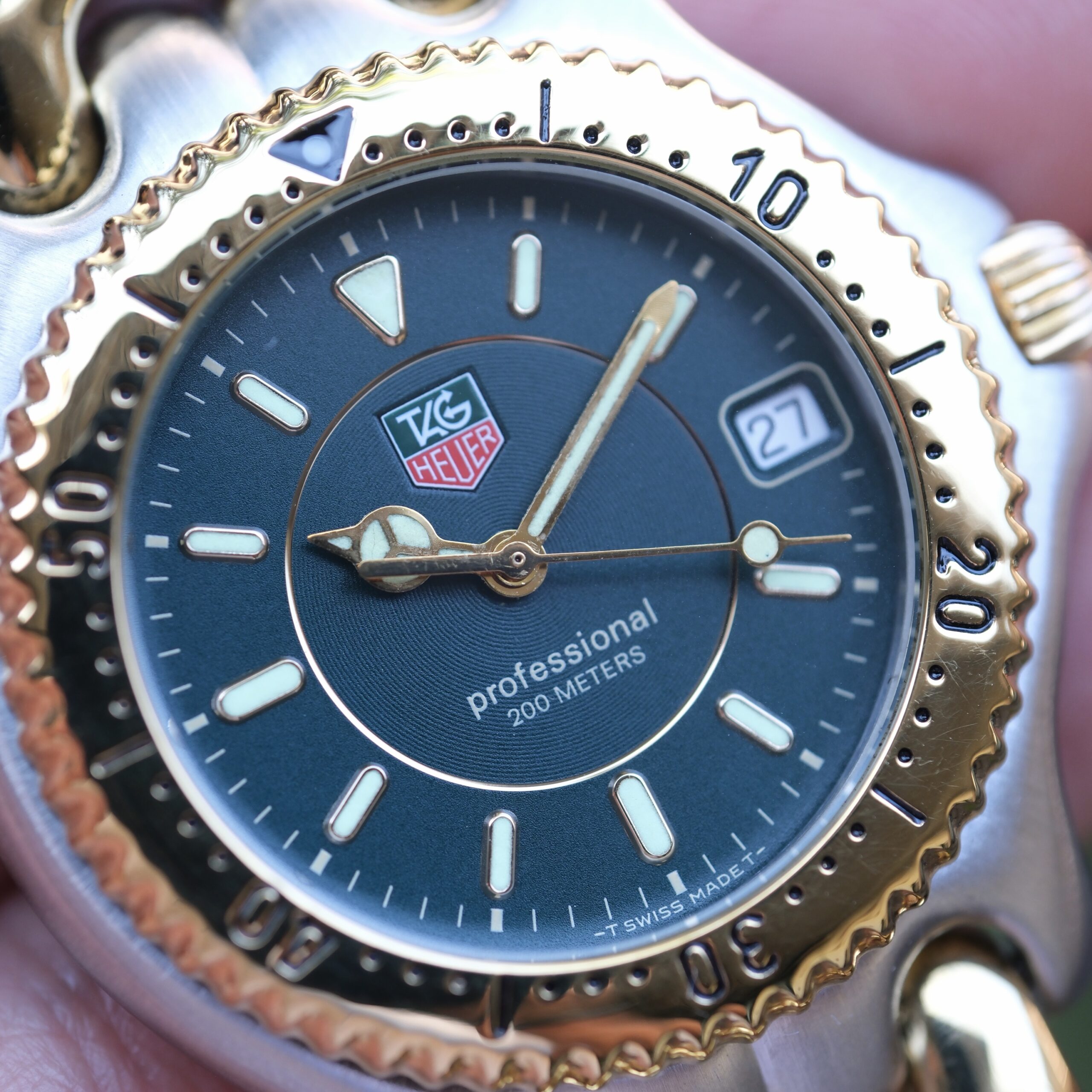 1998 TAG HEUER S/el King Size Quartz 37mm Green Two-Level Dial Gold Plated Bezel Ref. WG1126 RARE - Image 2