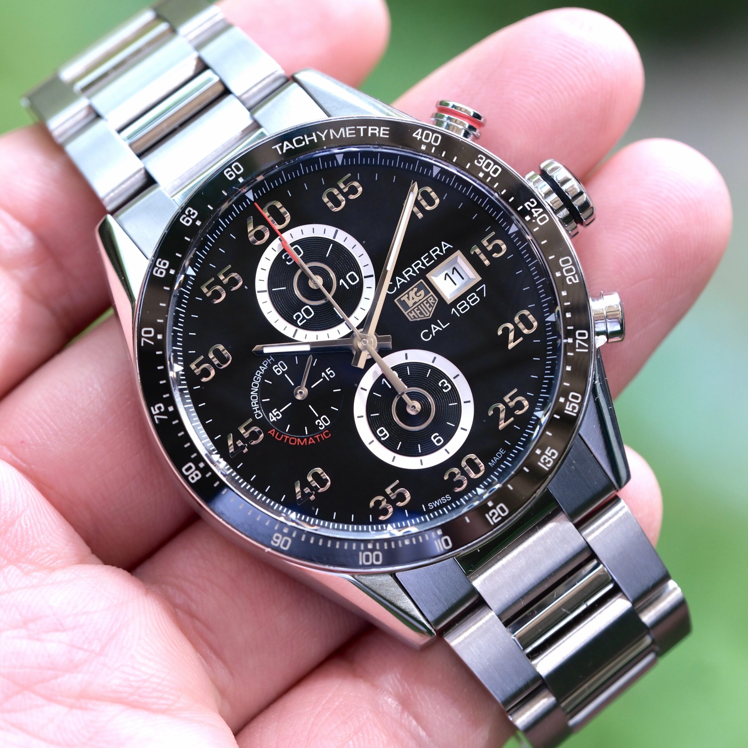 2018 TAG HEUER Carrera Chronograph Calibre 1887 Automatic 43mm Black Dial Black Ceramic Bezel Ref. CAR2A10 Full Set HERO