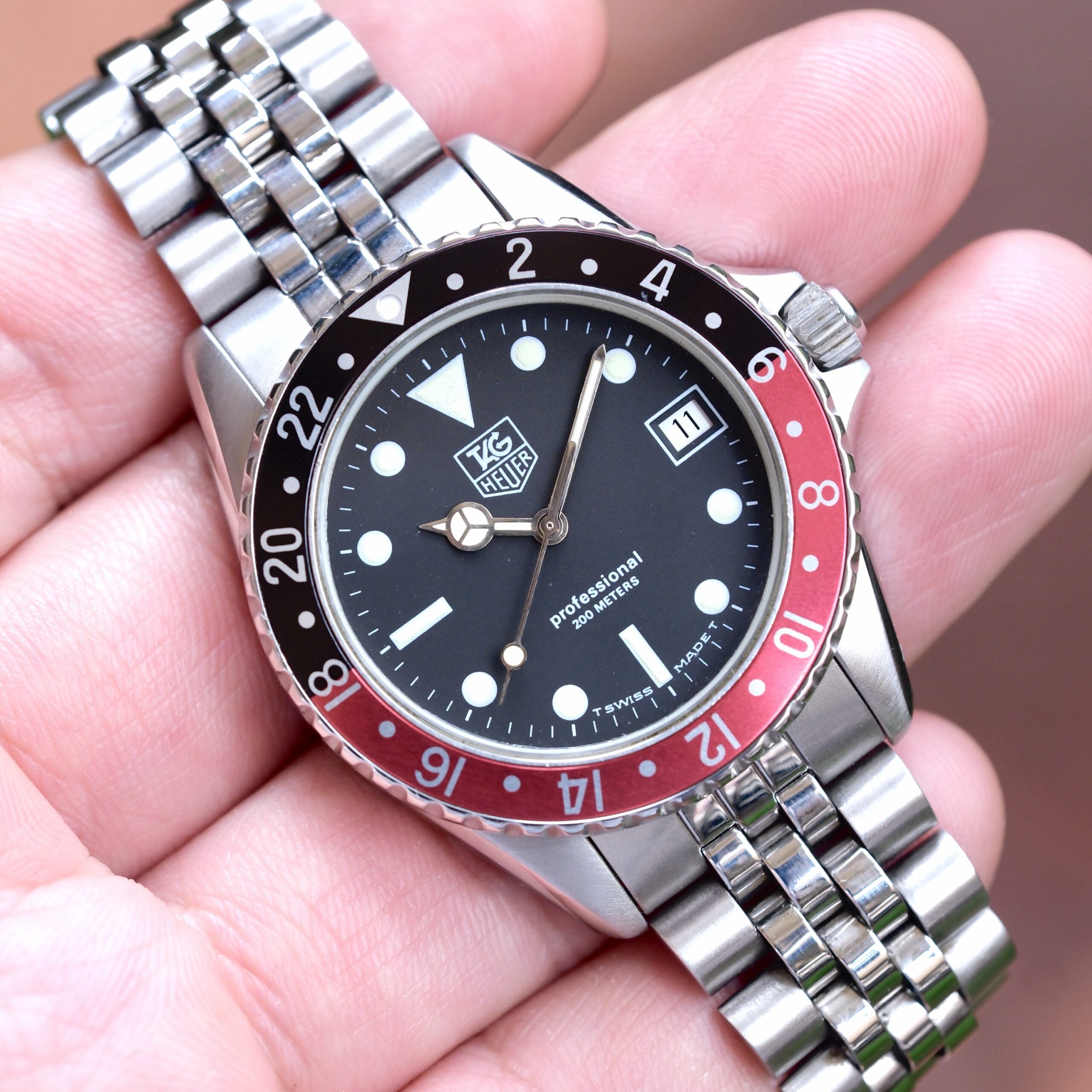 TAG HEUER 1000 Professional Diver Vintage Quartz 38mm Black Dial Custom Coke Bezel Ref. 980.013B RARE