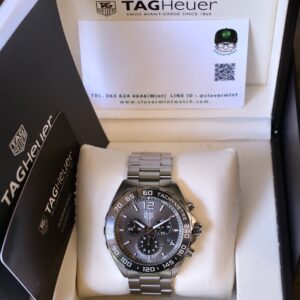 2018 TAG HEUER Formula 1 Chronograph Quartz 43mm Grey Dial Grey Ceramic Bezel Stainless Bracelet Ref. CAZ1011 Full Set