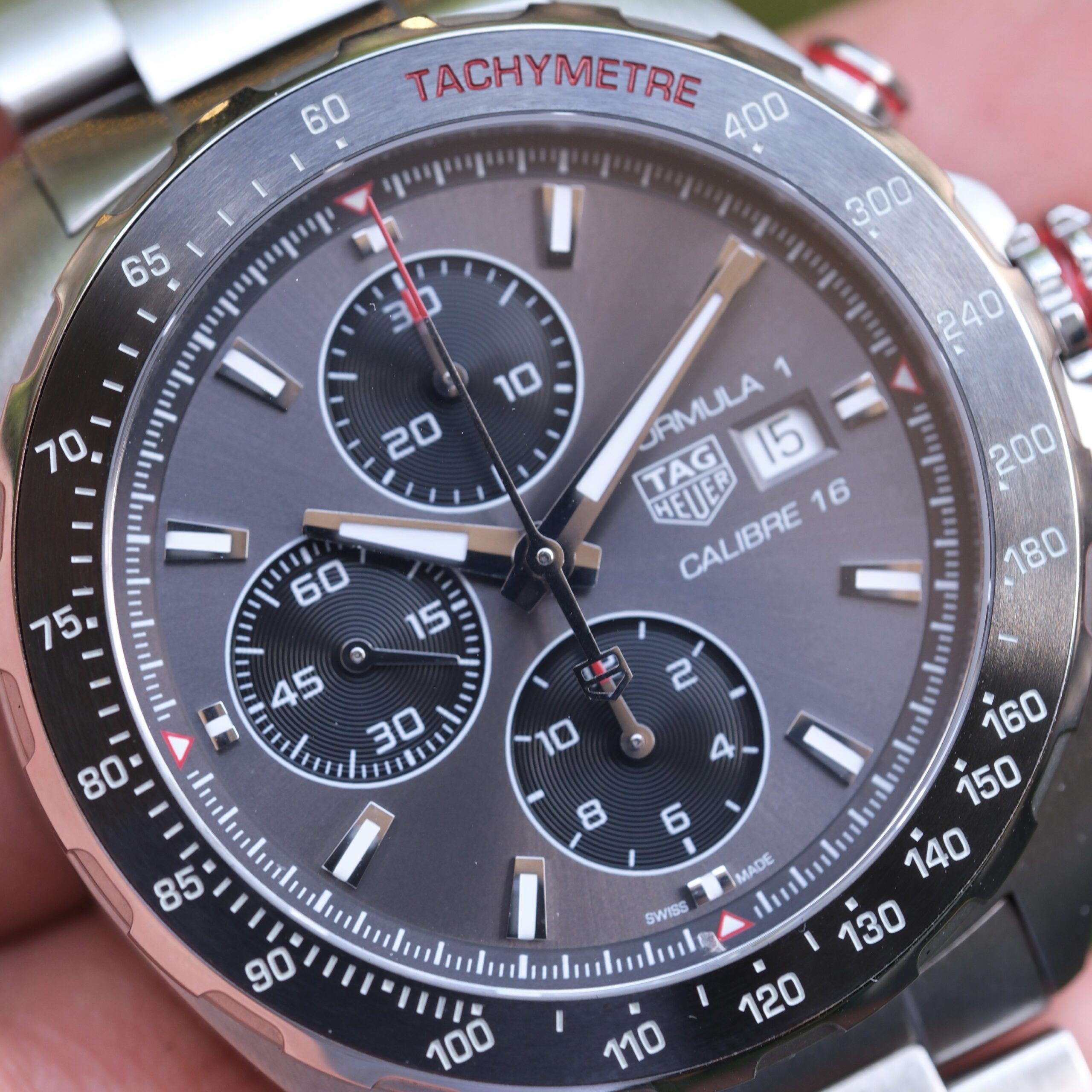 2018 TAG HEUER Formula 1 Chronograph Calibre 16 Automatic 44mm Grey Dial Grey Ceramic Bezel Stainless Bracelet Ref. CAZ2012 Full Set - Image 4