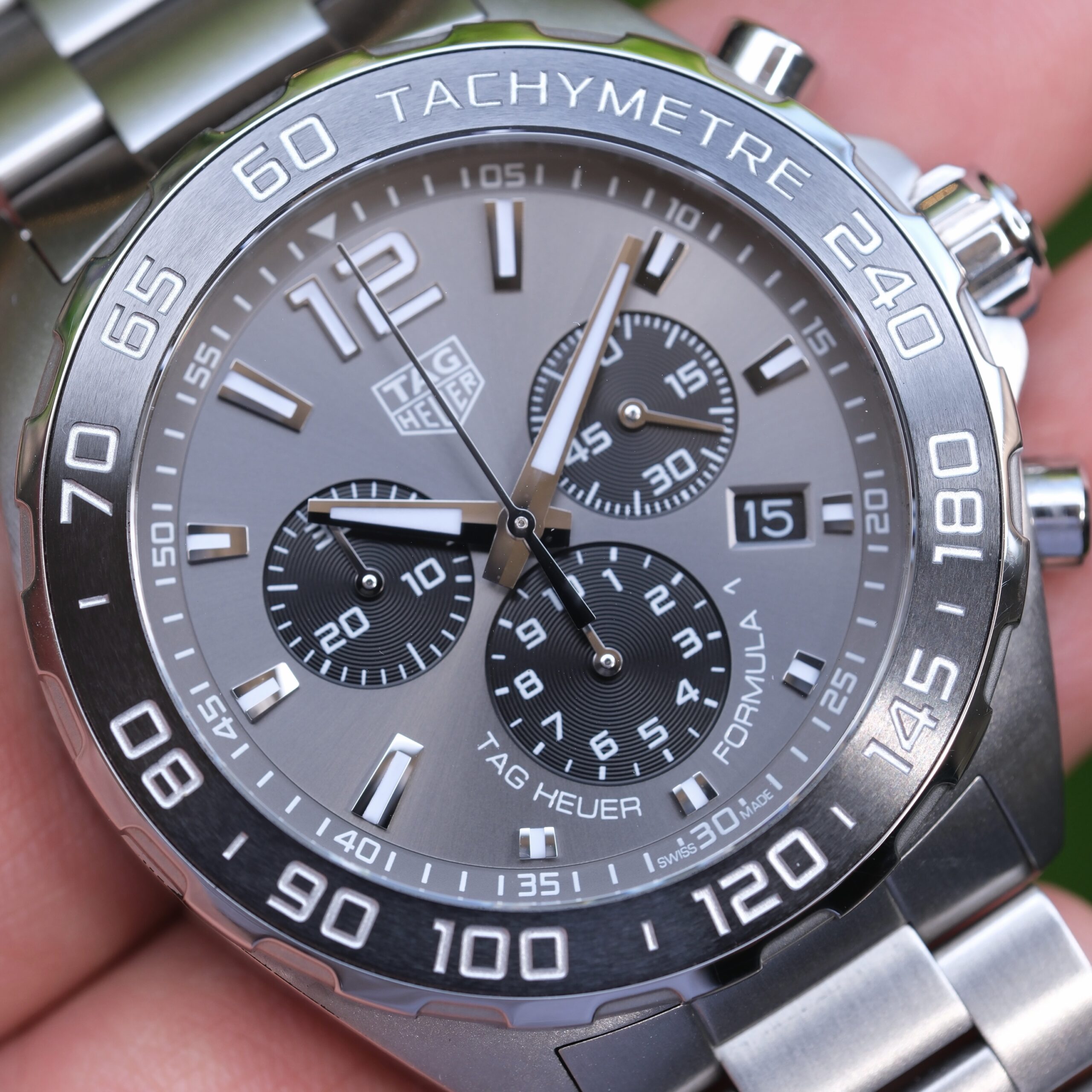 2018 TAG HEUER Formula 1 Chronograph Quartz 43mm Grey Dial Grey Ceramic Bezel Stainless Bracelet Ref. CAZ1011 Full Set - Image 4