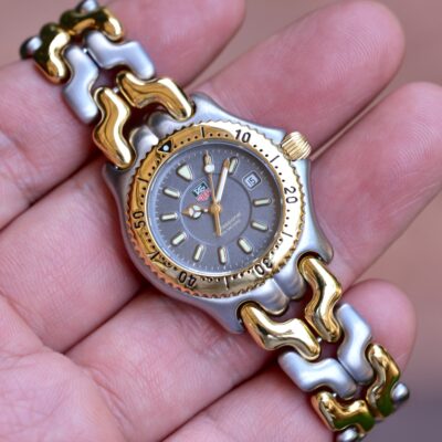1995 TAG HEUER S/el Lady Quartz 27mm Grey Two-Level Dial Gold Plated Bezel Two-Tone Ref. WG1320-0