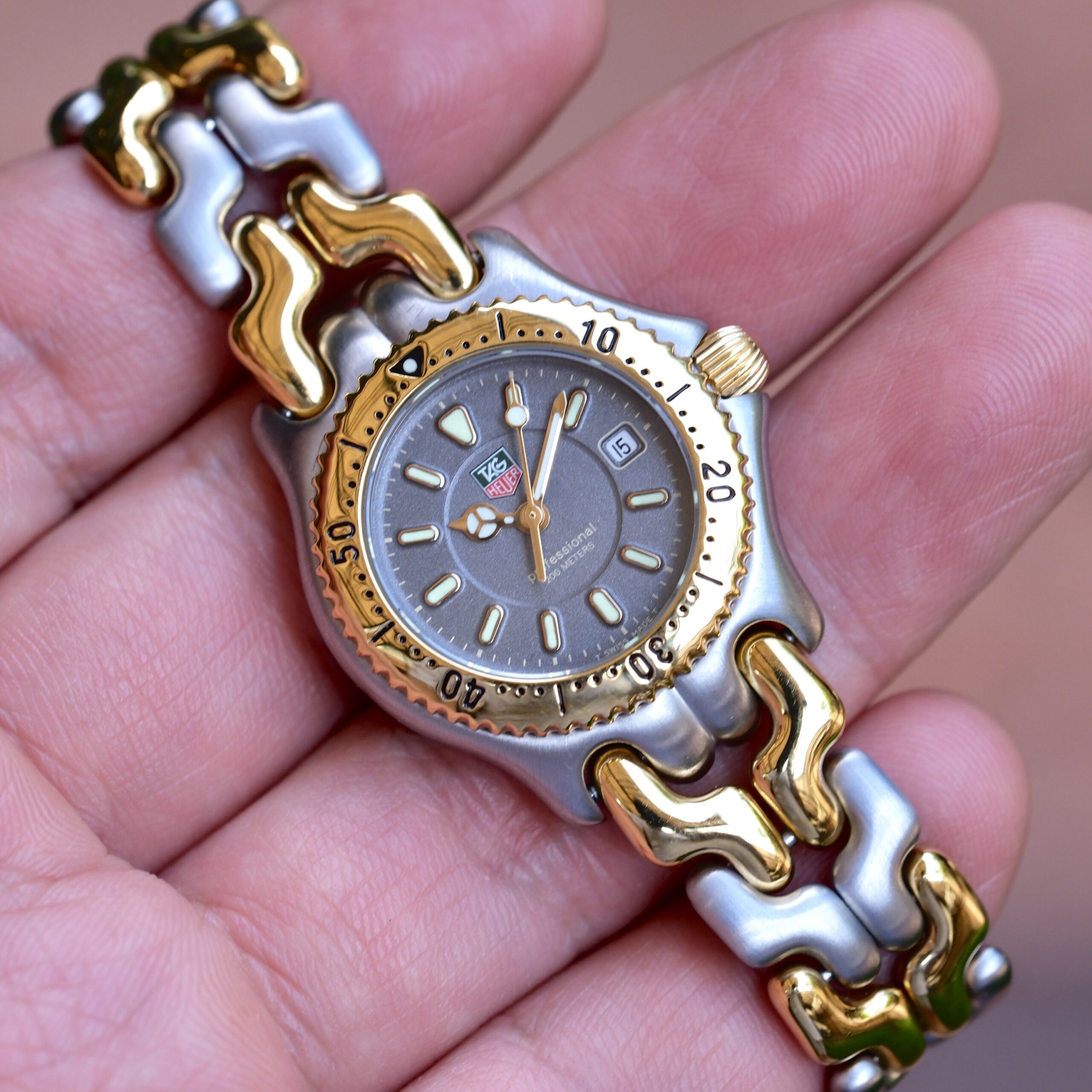 1995 TAG HEUER S/el Lady Quartz 27mm Grey Two-Level Dial Gold Plated Bezel Two-Tone Ref. WG1320-0