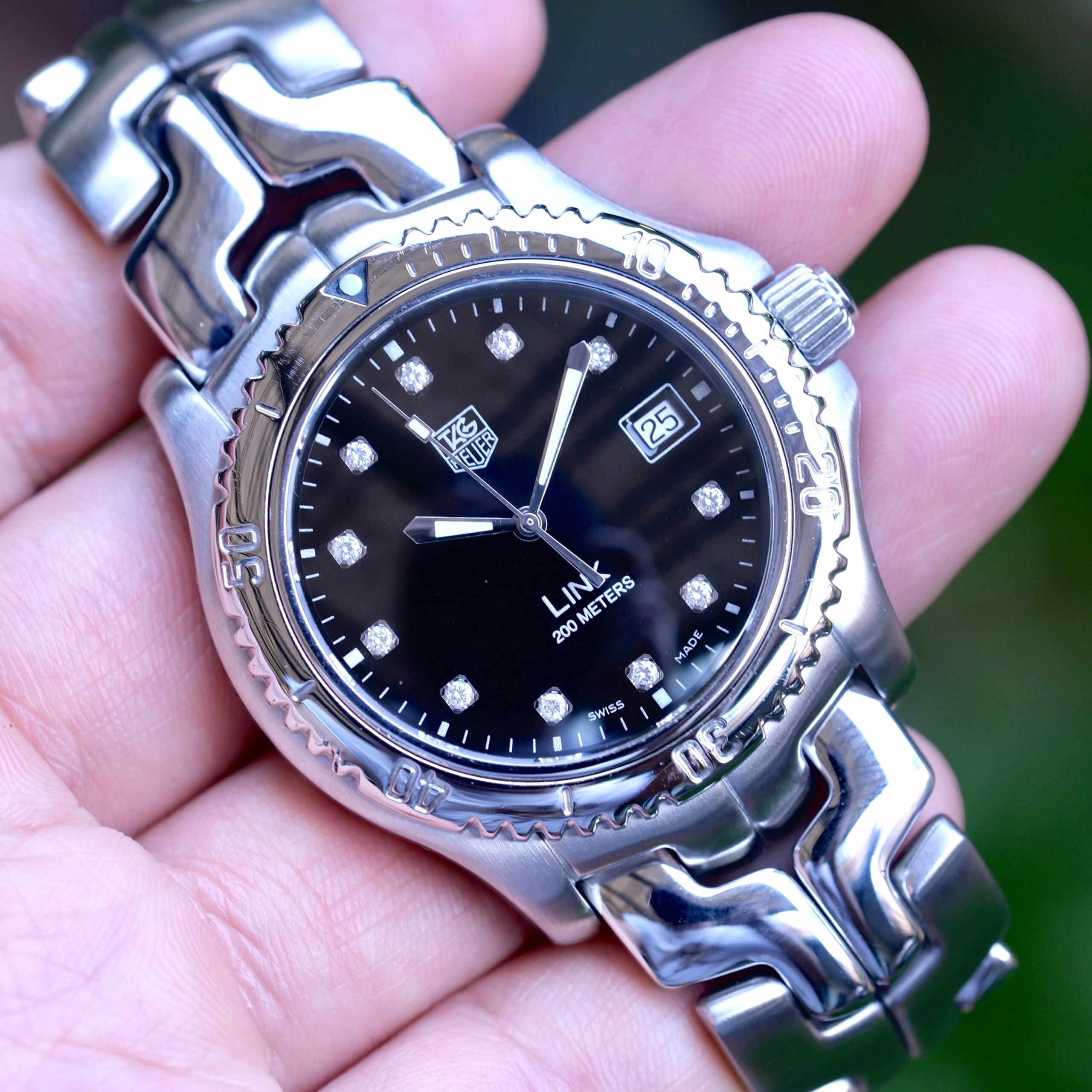 2004 TAG HEUER Link Gen 1 Quartz Diamond 42mm Black Dial Stainless Steel Ref. WT111R Full Set HERO RARE