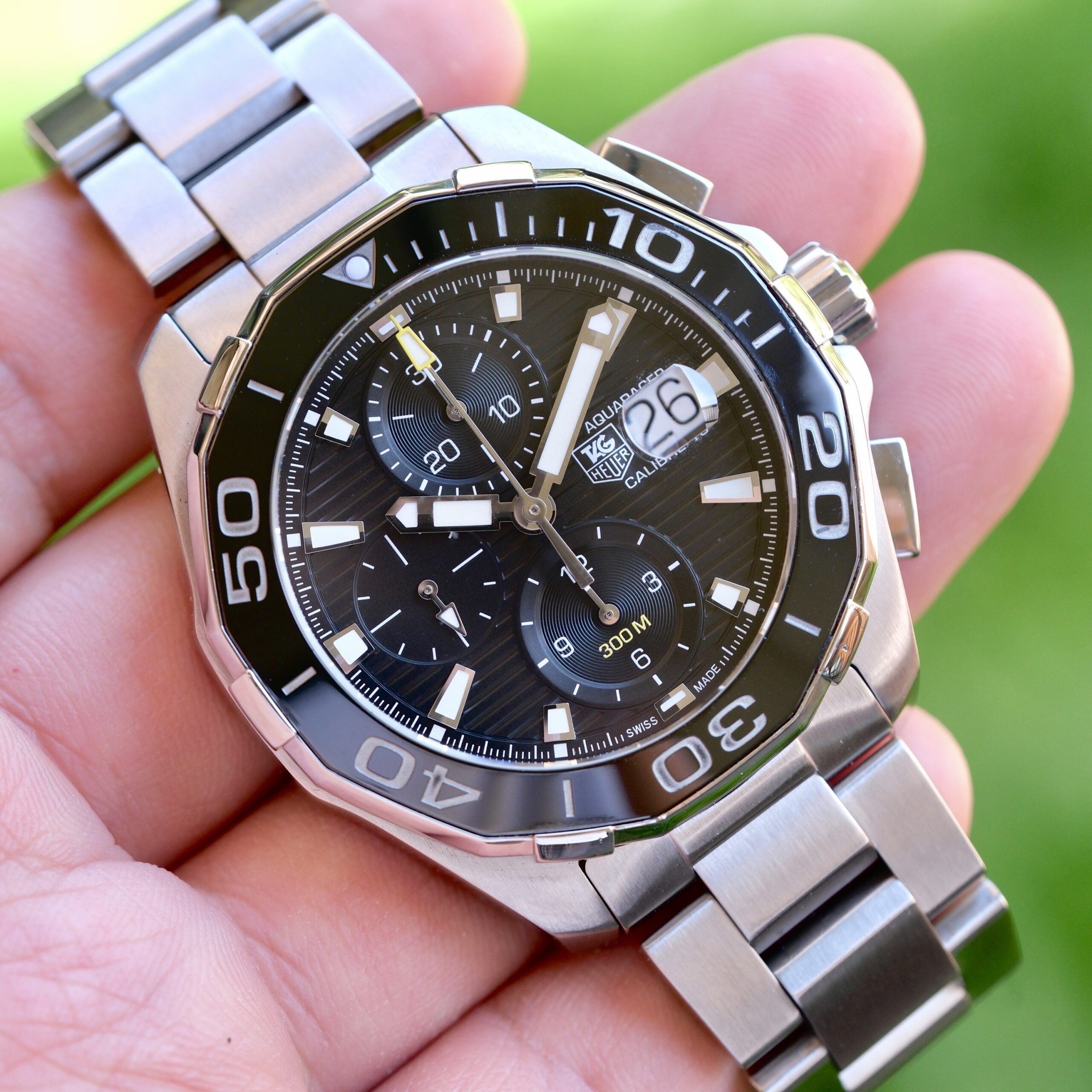 2019 TAG HEUER Aquaracer Calibre 16 Chronograph Automatic 43mm Black Dial Black Ceramic Bezel Stainless Bracelet Ref. CAY211A Full Set - Image 2