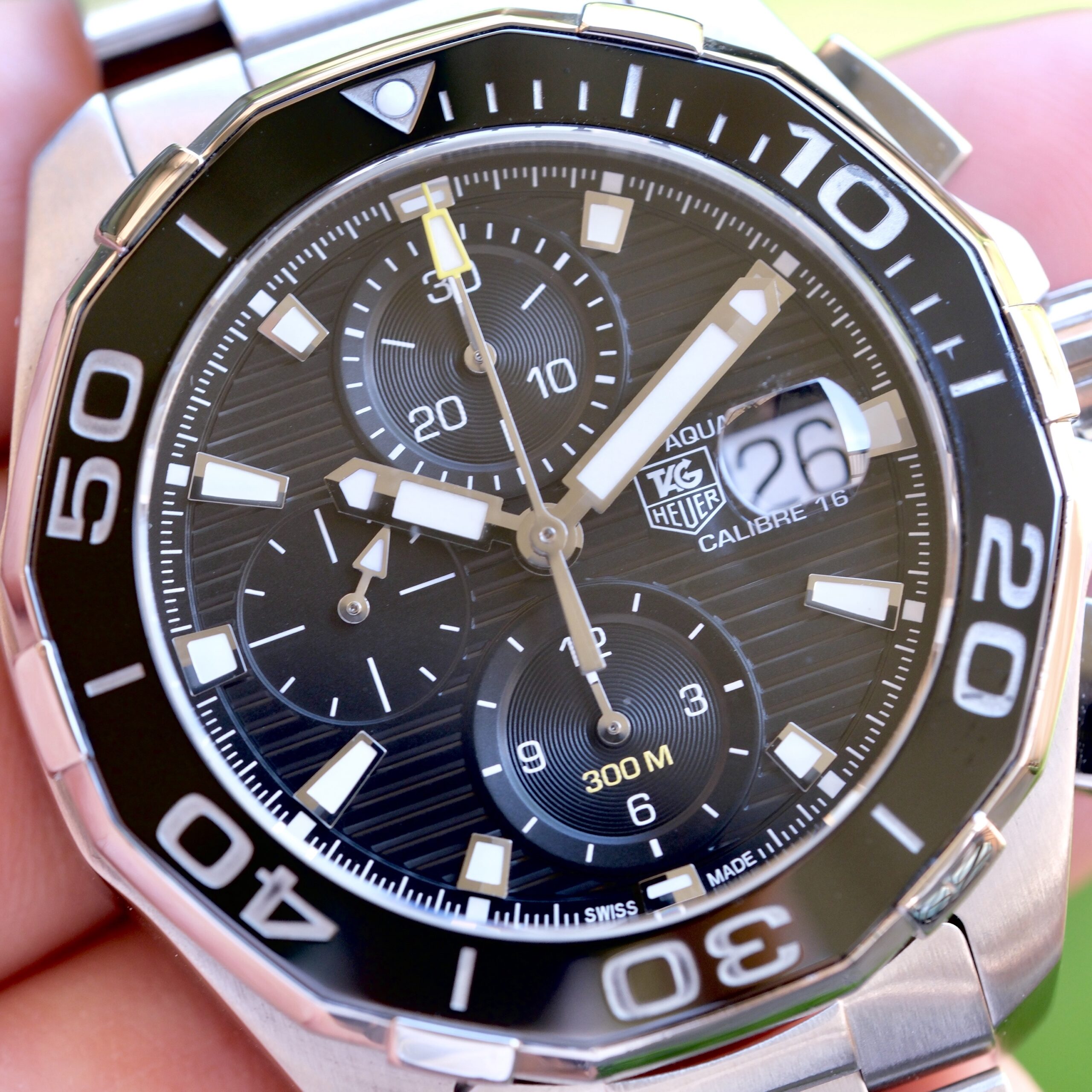 2019 TAG HEUER Aquaracer Calibre 16 Chronograph Automatic 43mm Black Dial Black Ceramic Bezel Stainless Bracelet Ref. CAY211A Full Set - Image 4
