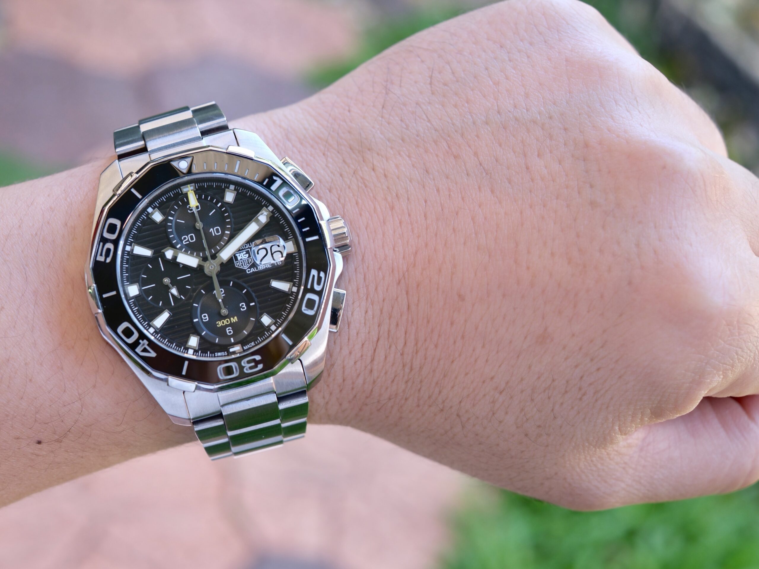 2019 TAG HEUER Aquaracer Calibre 16 Chronograph Automatic 43mm Black Dial Black Ceramic Bezel Stainless Bracelet Ref. CAY211A Full Set - Image 5