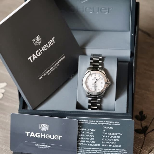 2019 TAG HEUER Aquaracer Boy Size Quartz Diamond 32mm White Mother of Pearl Dial Stainless Steel Ref. WBD1314 Full Set - Image 2
