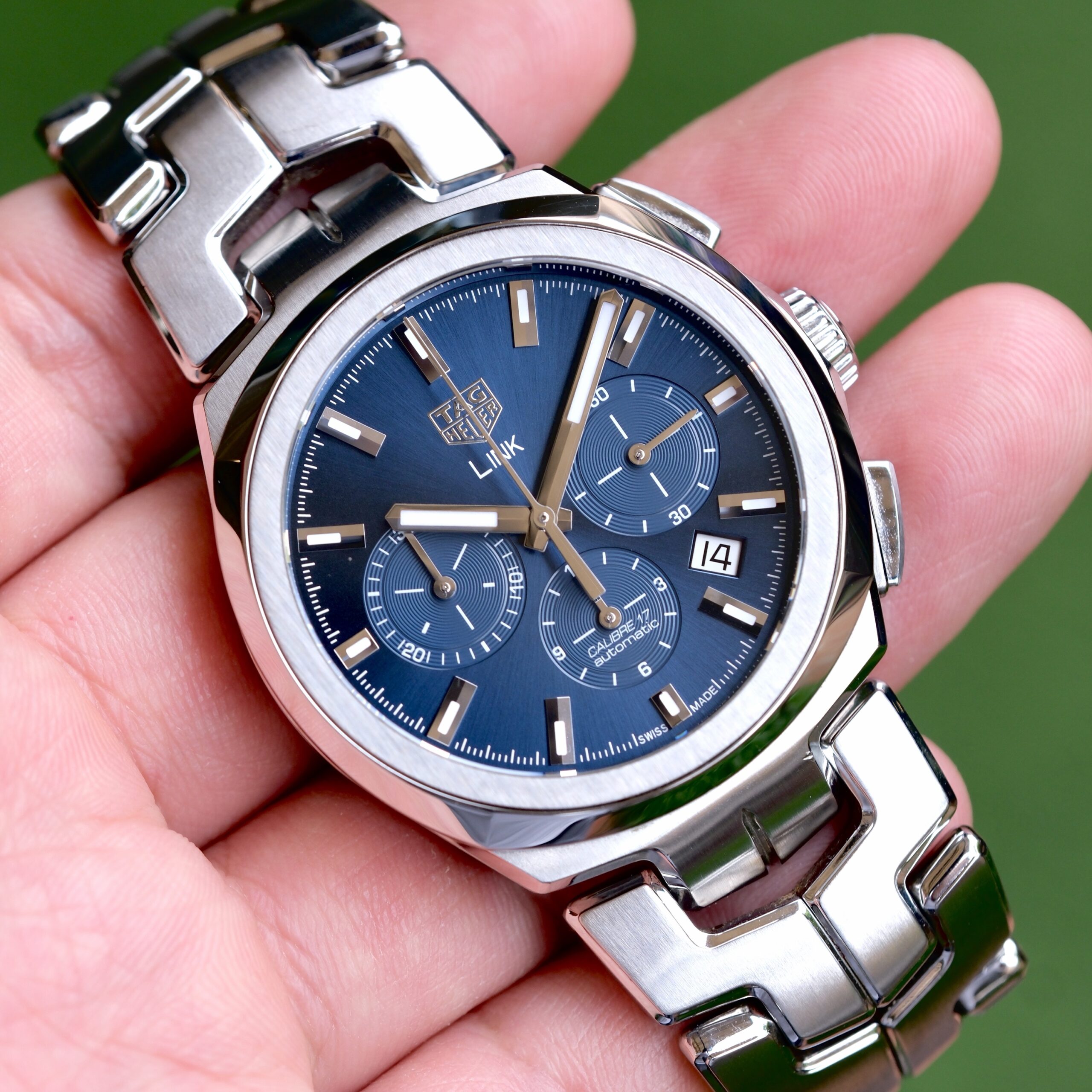 2021 TAG HEUER Link Calibre 17 Automatic Chronograph 41mm Blue Sunray Dial Stainless Steel Ref. CBC2112 Full Set HERO - Image 2