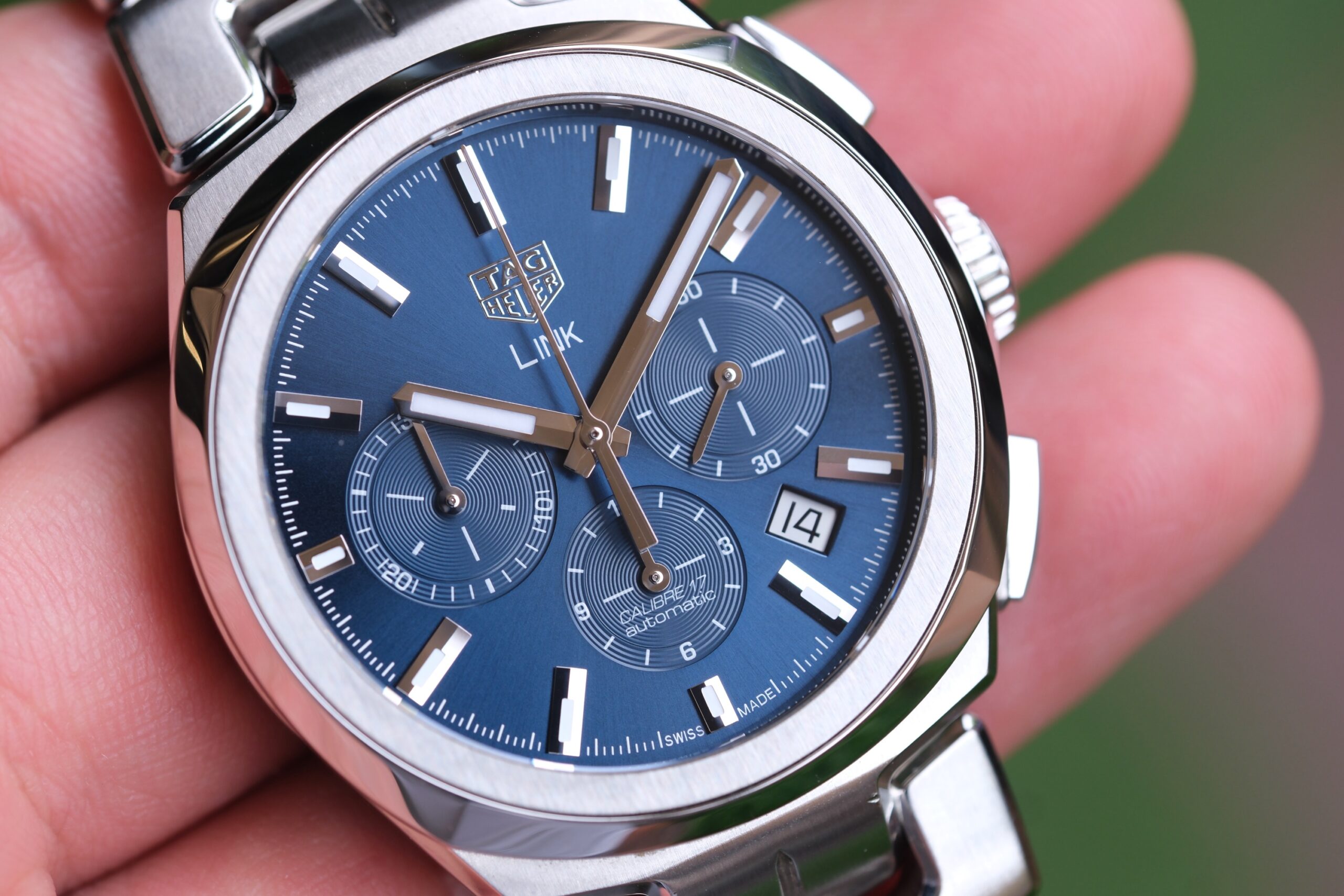 2021 TAG HEUER Link Calibre 17 Automatic Chronograph 41mm Blue Sunray Dial Stainless Steel Ref. CBC2112 Full Set HERO - Image 4