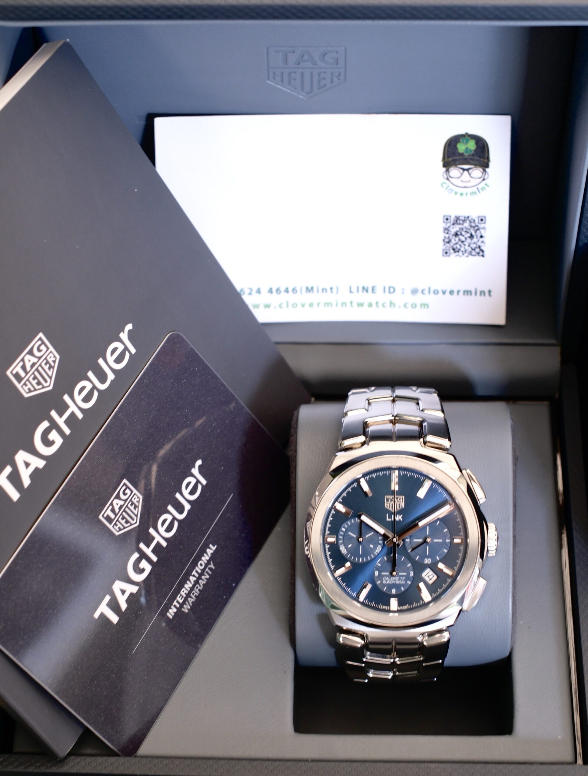 2021 TAG HEUER Link Calibre 17 Automatic Chronograph 41mm Blue Sunray Dial Stainless Steel Ref. CBC2112 Full Set HERO