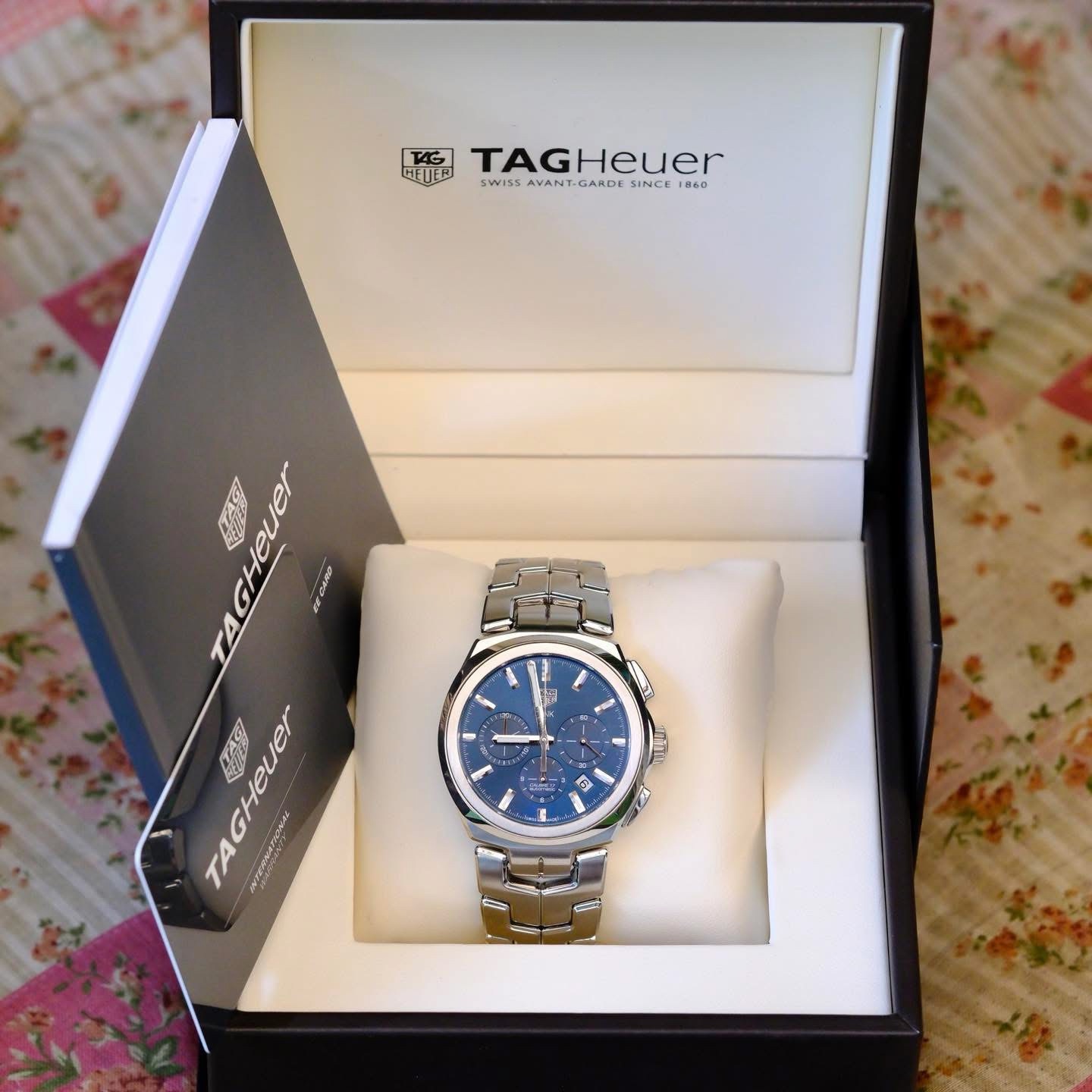 2019 TAG HEUER Link Calibre 17 Automatic Chronograph 41mm Blue Sunray Dial Stainless Steel Ref. CBC2112 Full Set HERO - Image 8