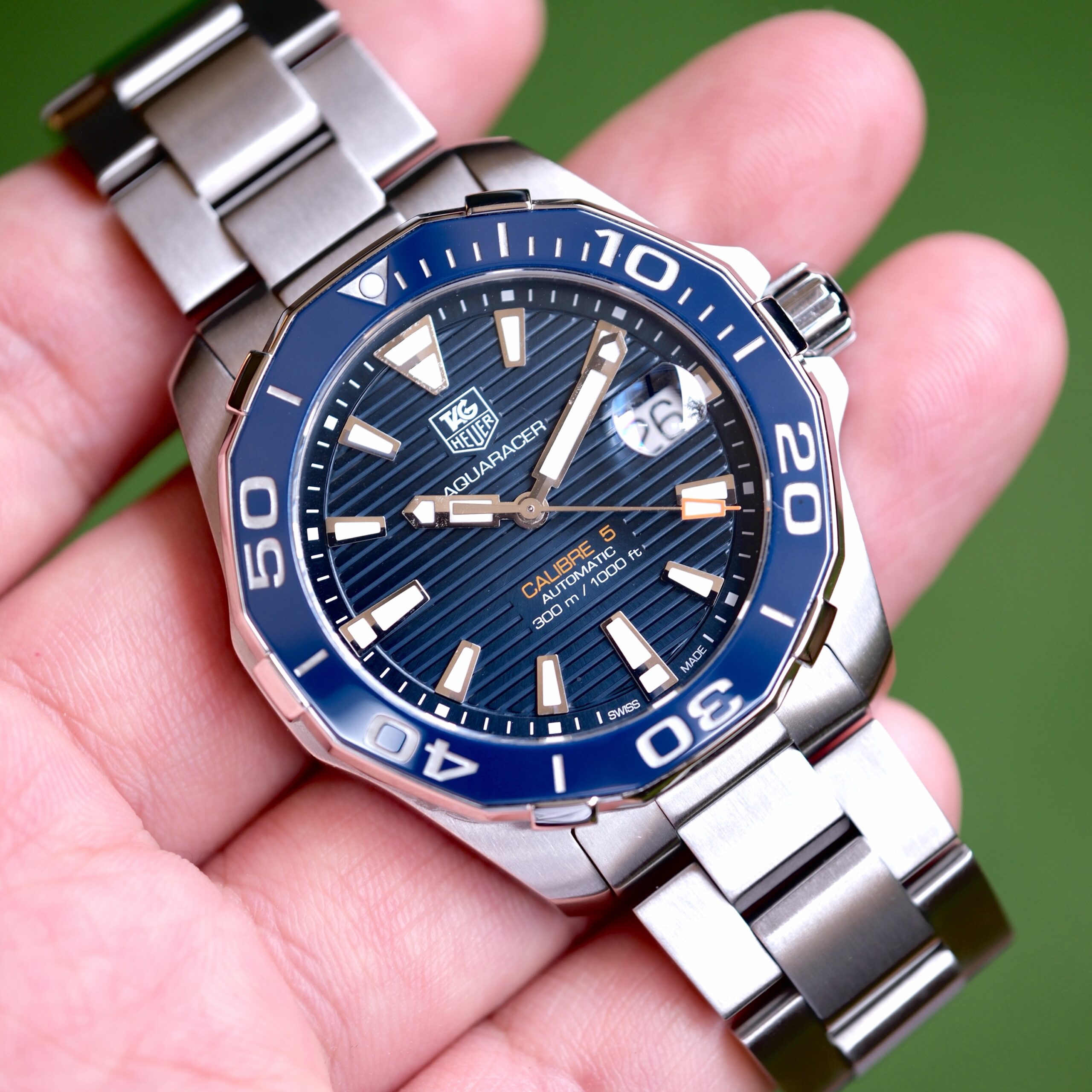 2017 TAG HEUER Aquaracer Ceramic Calibre 5 Automatic 41mm Blue WAY211C Full Set